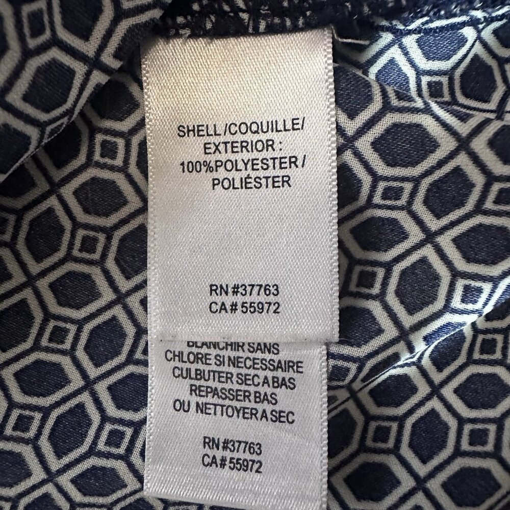 Laundry by Shelli Segal Top Women’s Large Blue And White Geometric Print Blouse - Picture 9 of 10